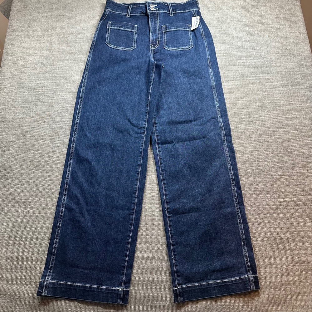 Old‎ Navy Sky-Hi Wide Leg Jeans Womens 4 Dark Wash NWT Extra High Rise Retro